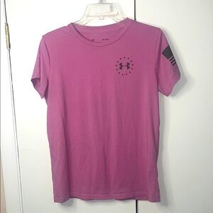 Under Armour Freedom Banner Pink Short Sleeve Tee - Medium